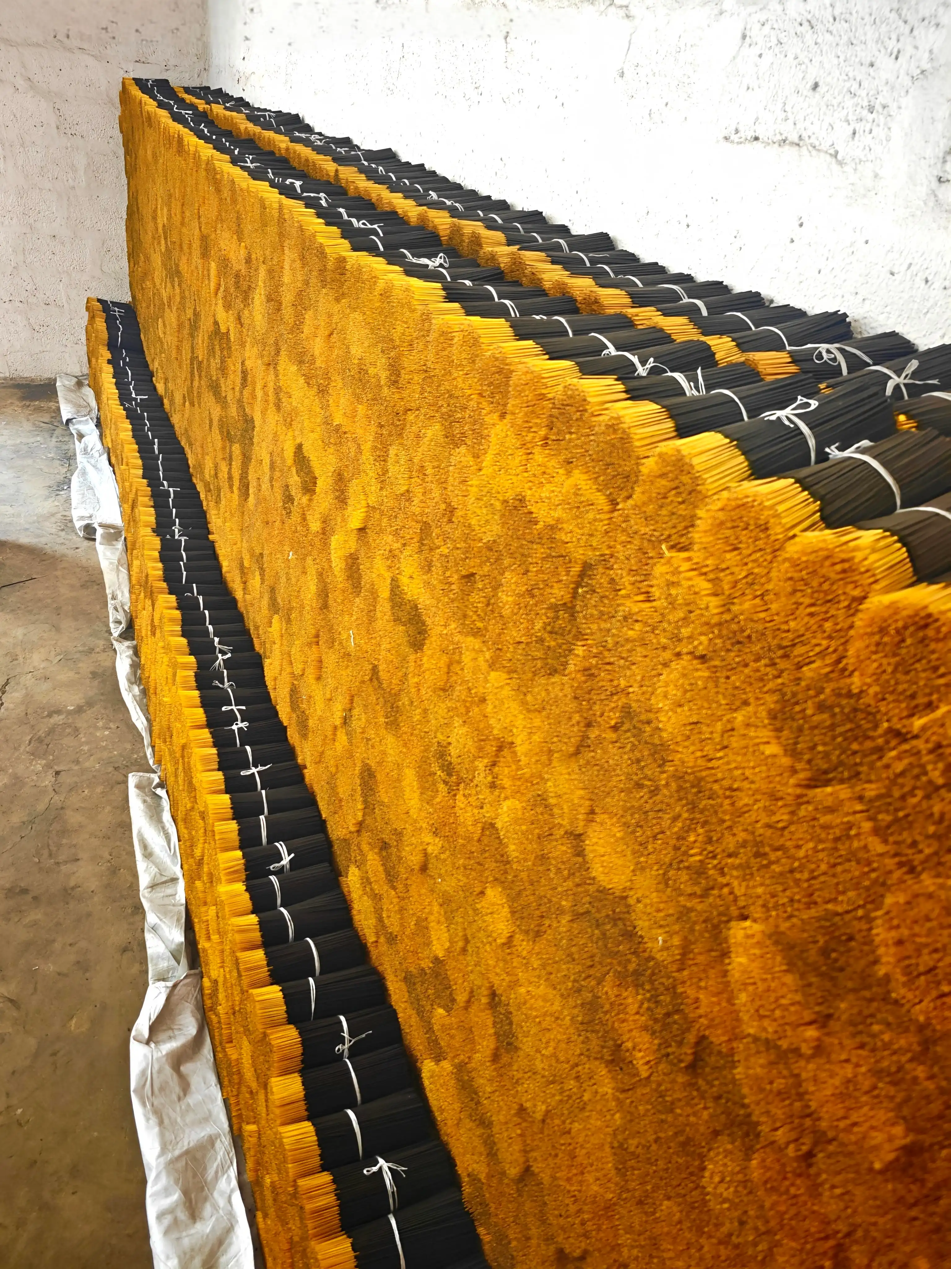 Raw agarbatti bundles piles to be packed